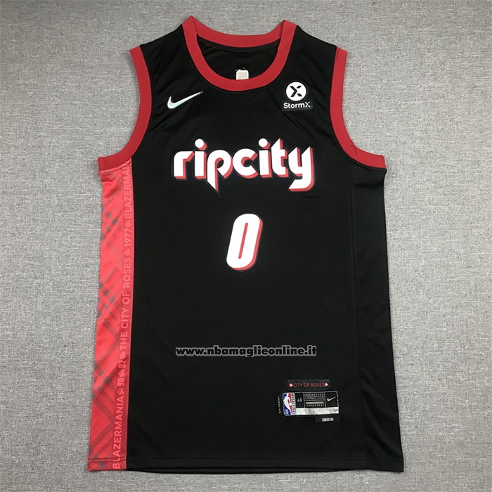 Maglia Portland Trail Blazers Damian Lillard #0 Citta 2021-22 Nero